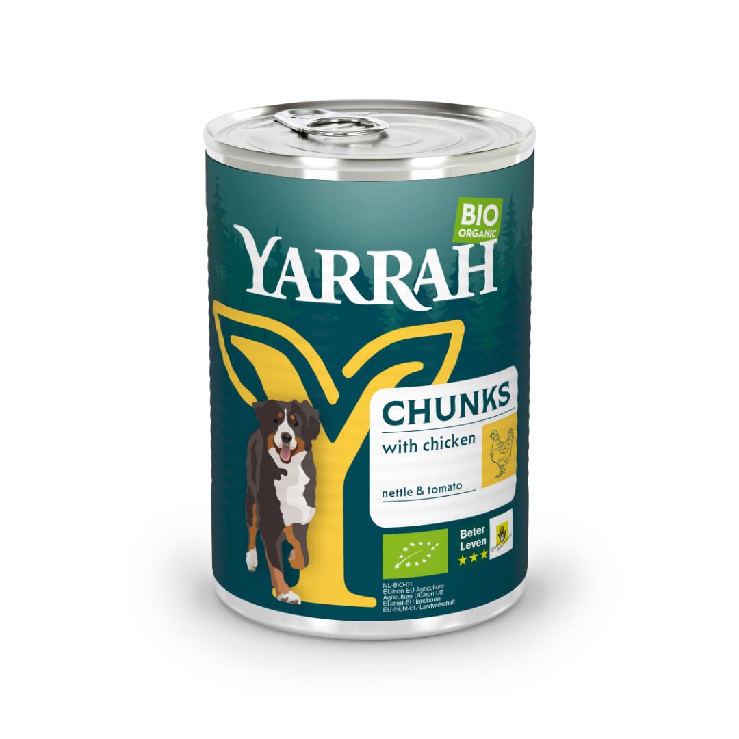 Yarrah Chunks Bio Brokjes - Hondenvoer - 405 Gram - kip Yarrah Chunks Bio Brokjes - Hondenvoer - 405 Gram - kip