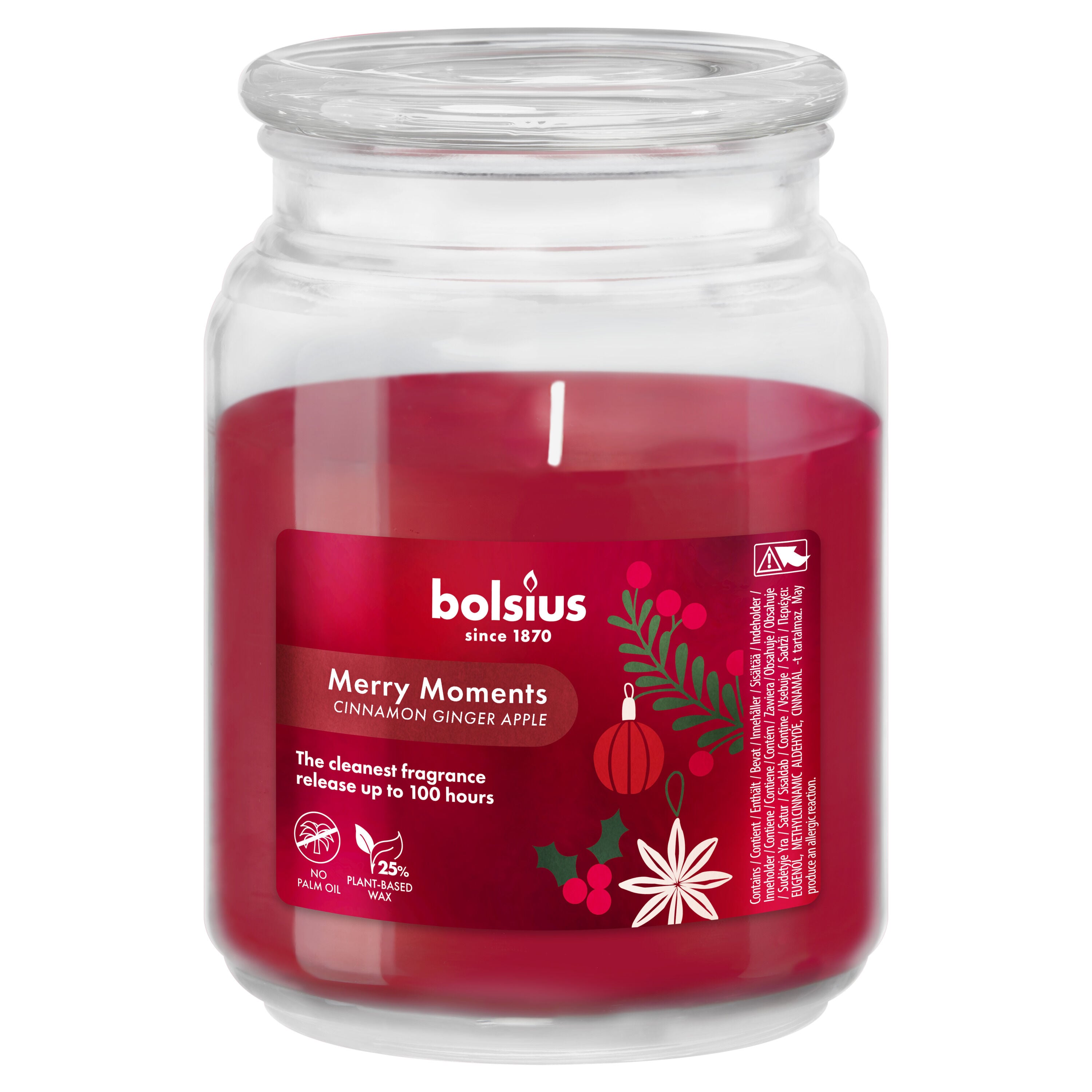 Bolsius True Glow - Geurglas - 13.5 cm - rood - Merry Moments