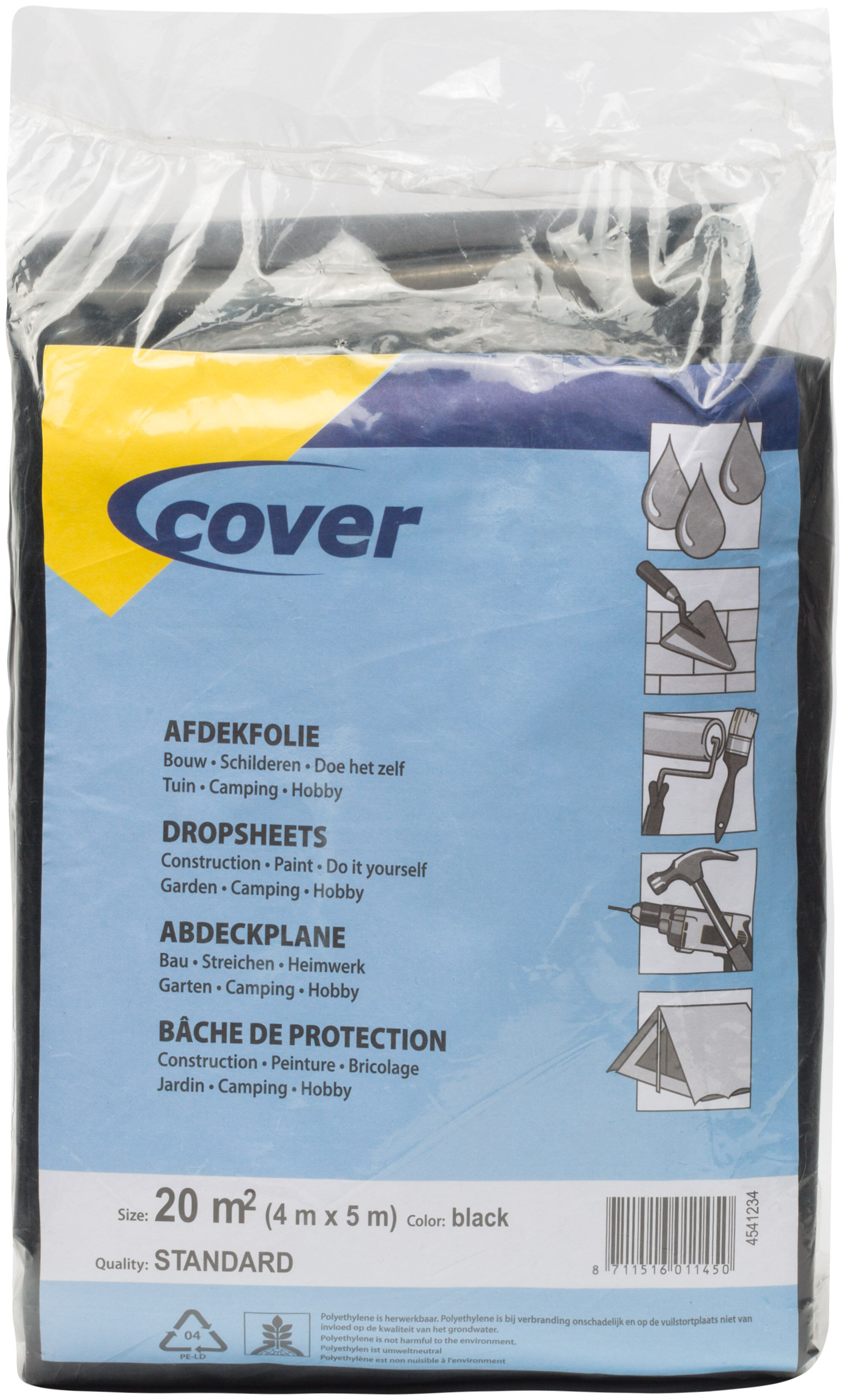 Cover 100 mu Zwart - Afdekfolie - 29x25x2 cm - Zwart