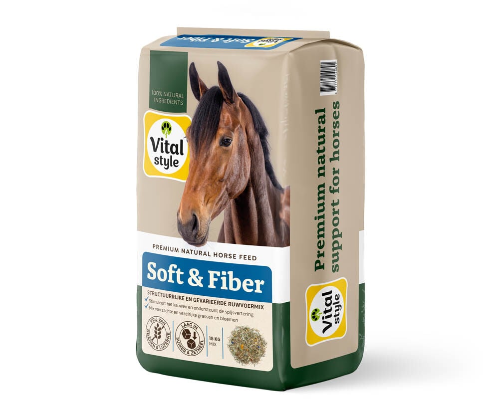 Vitalstyle Soft & Fiber Ruwvoermix - Paardenvoer - 15 Kilogram - Zak