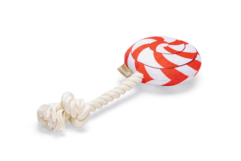 Beeztees Lolly Flostouw - Kerst Hondenspeelgoed - Rood - 37x11x5.3 cm