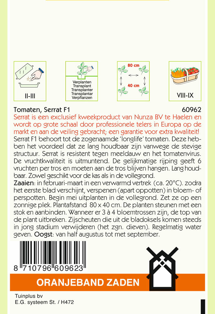 Oranjeband zaden Tomaat Sarrat F1 - Groentezaden
