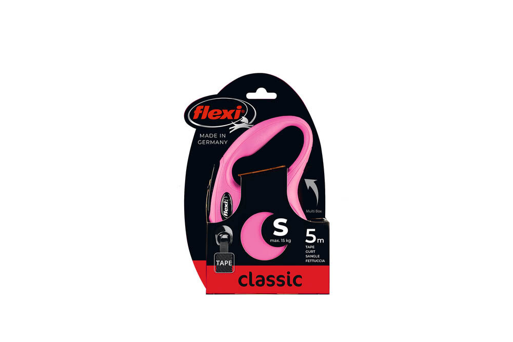FLEXI Classic Band - Rollijn - Hondenriem - roze - S - 500 cm