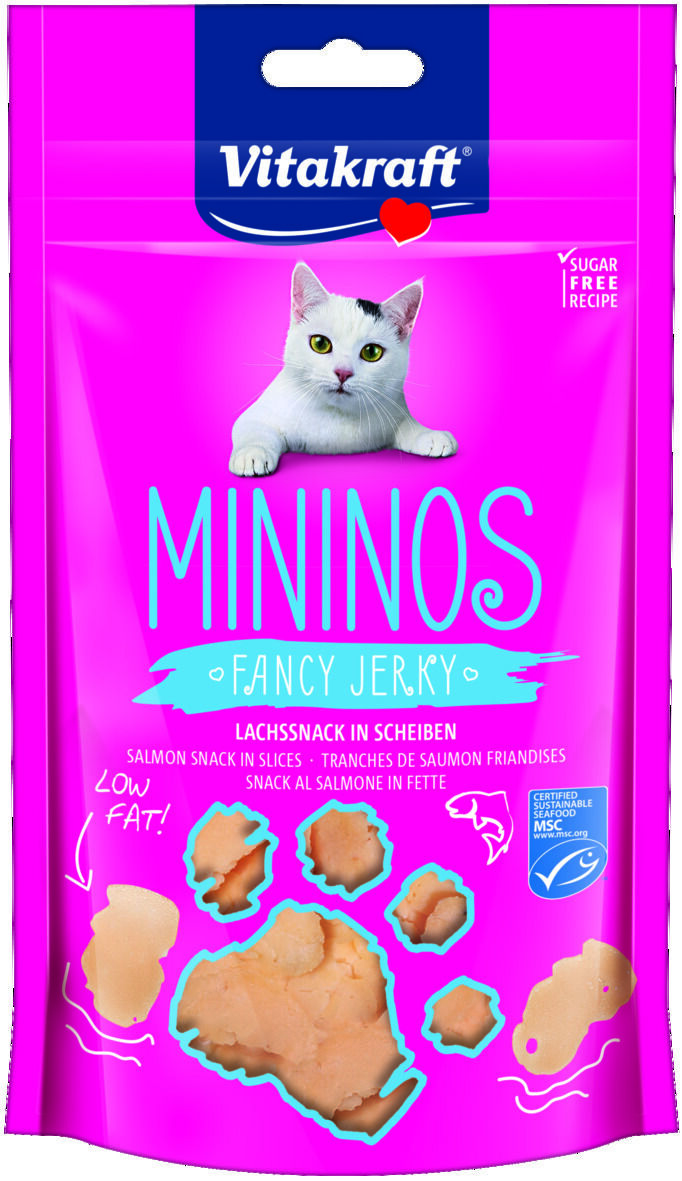 Vitakraft Mininos Fancy Jerky - Kattensnack - 40 Gram - zalm Vitakraft Mininos Fancy Jerky - Kattensnack - 40 Gram - zalm