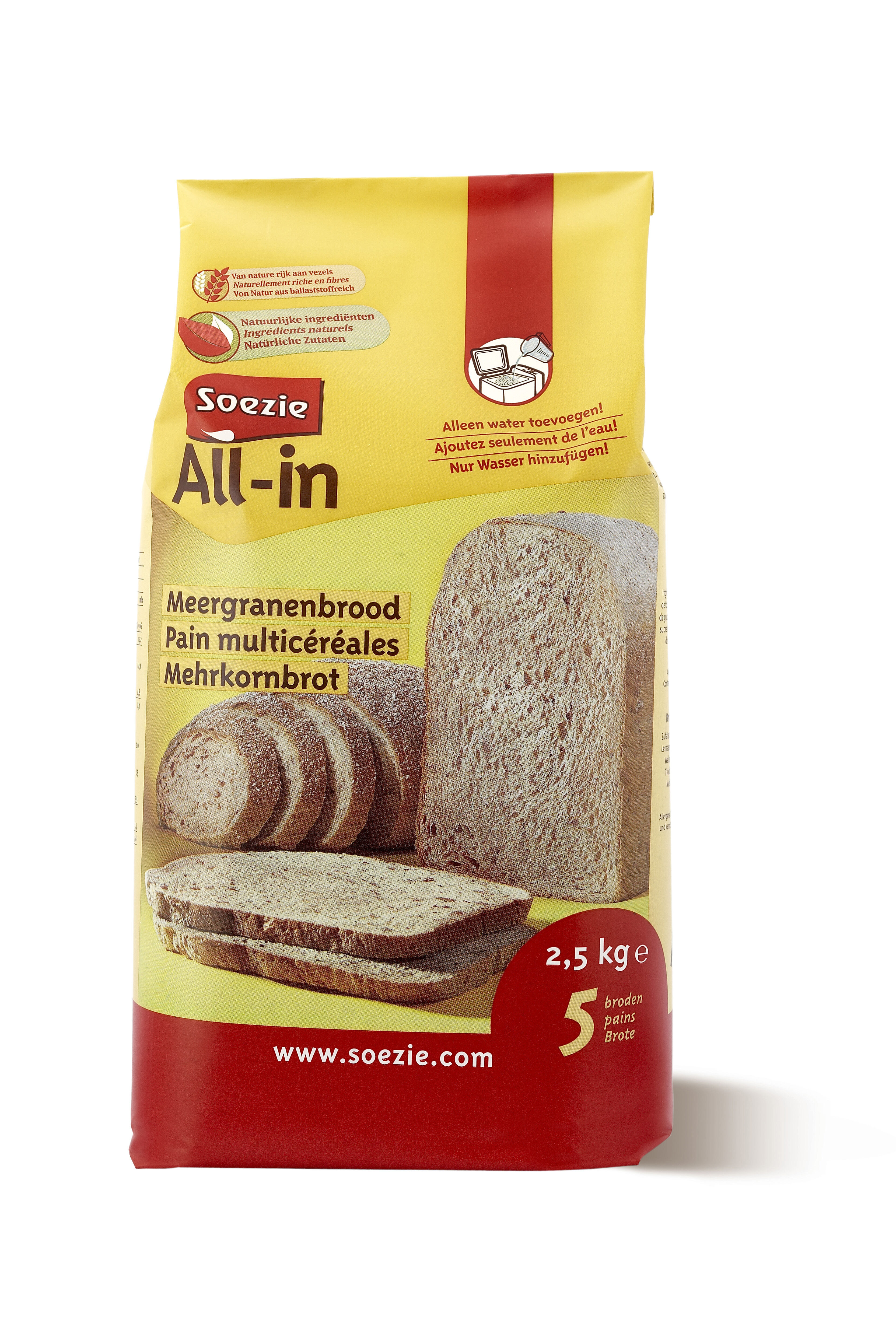 Soezie All-in-mix Meergranenbrood - Broodmeel - 2.5 Kilogram