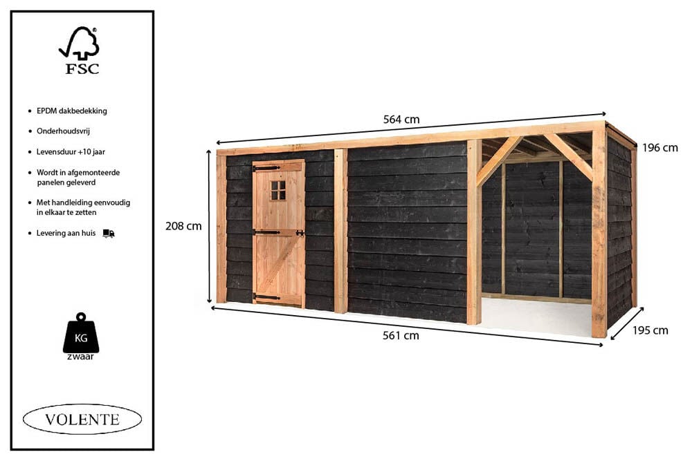 Volente Tijn - Tuinberging - 208x196x564 cm