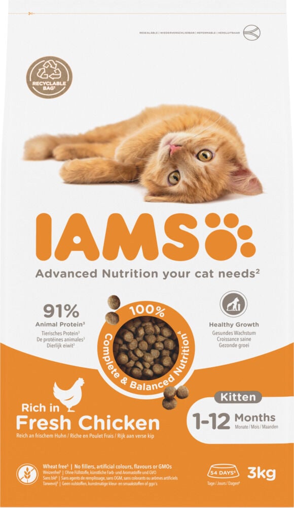 Iams Kitten & Junior - Kattenvoer - 3 Kilogram - kip