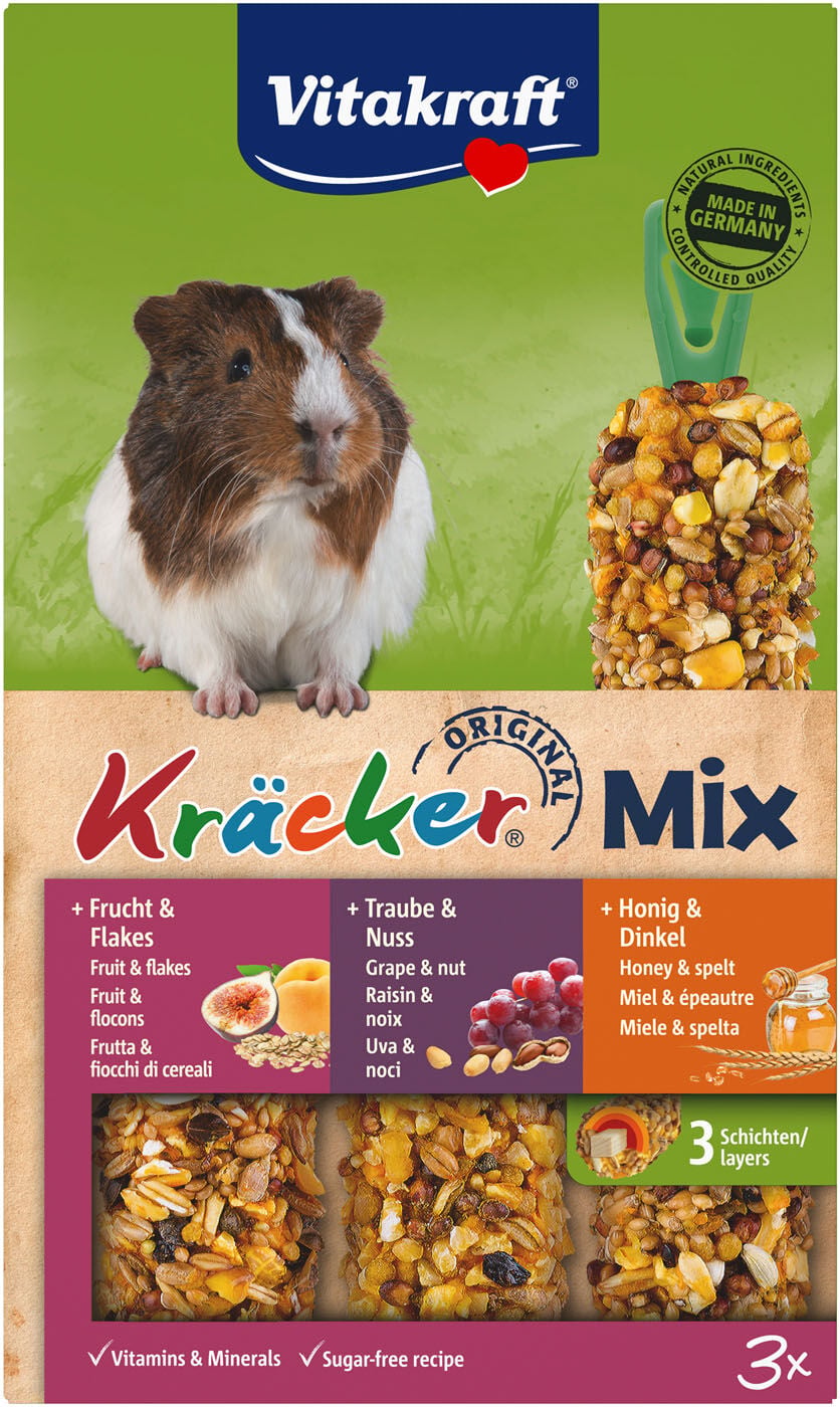 Vitacraft Kräcker Mix - Caviasnack - 3 Stuks - vruchten, noten, honing Vitacraft Kräcker Mix - Caviasnack - 3 Stuks - vruchten, noten, honing