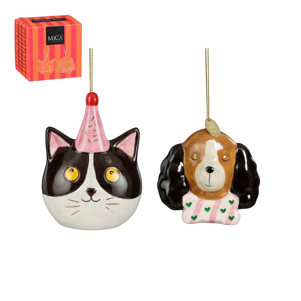 Mica Decorations Hond en Kat - Kerstornament - Wit Mica Decorations Hond en Kat - Kerstornament - Wit