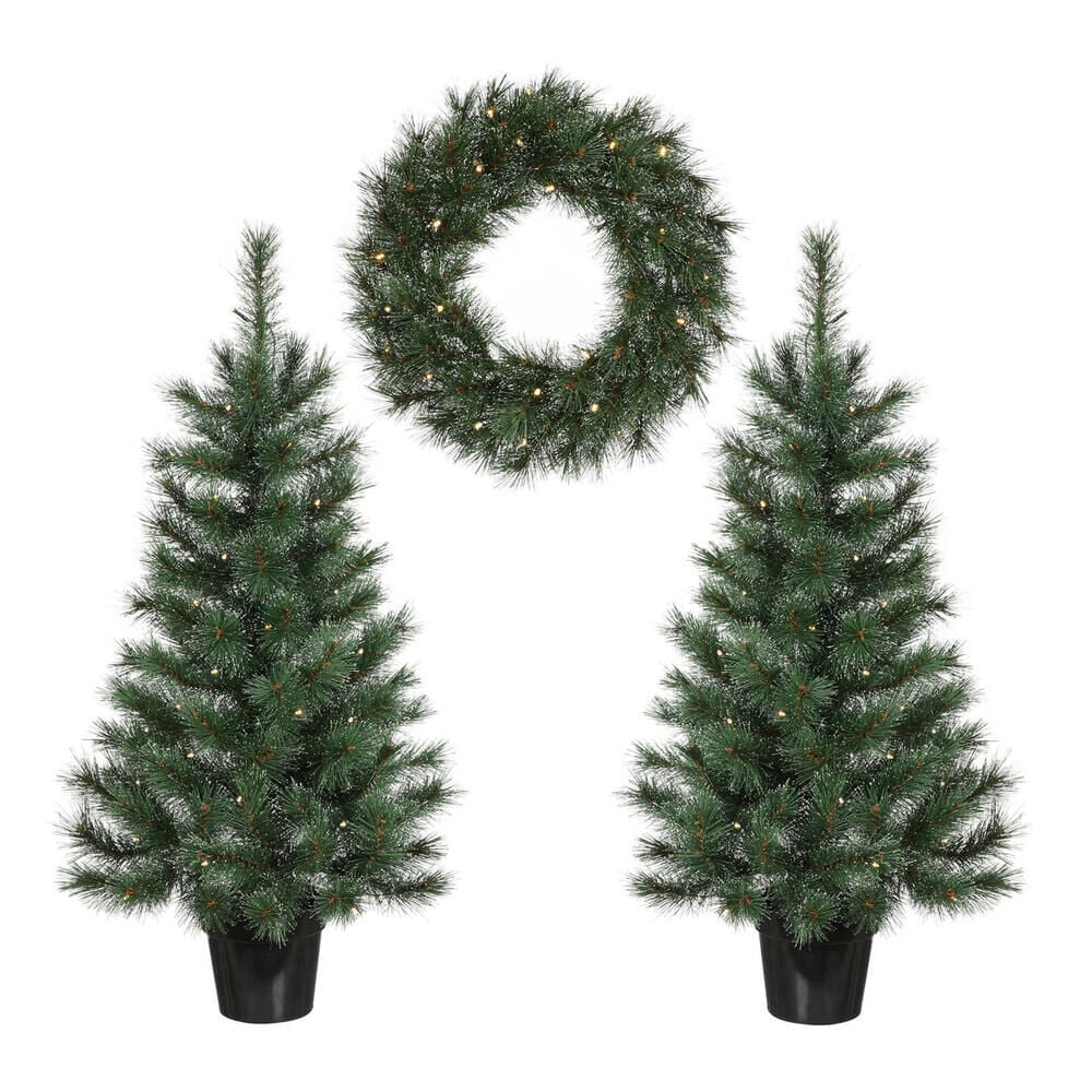 Black Box Trees 2 kunstkerstbomen & Krans LED - Kunstkerstboomset - Groen - 85 - 90 cm Black Box Trees 2 kunstkerstbomen & Krans LED - Kunstkerstboomset - Groen - 85 - 90 cm