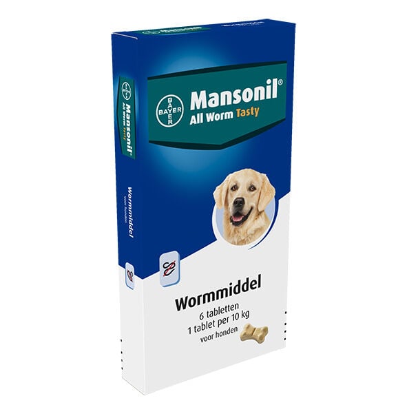 Mansonil All Worm Tasty Hond - Ontworming - 6 Stuks - L Mansonil All Worm Tasty Hond - Ontworming - 6 Stuks - L
