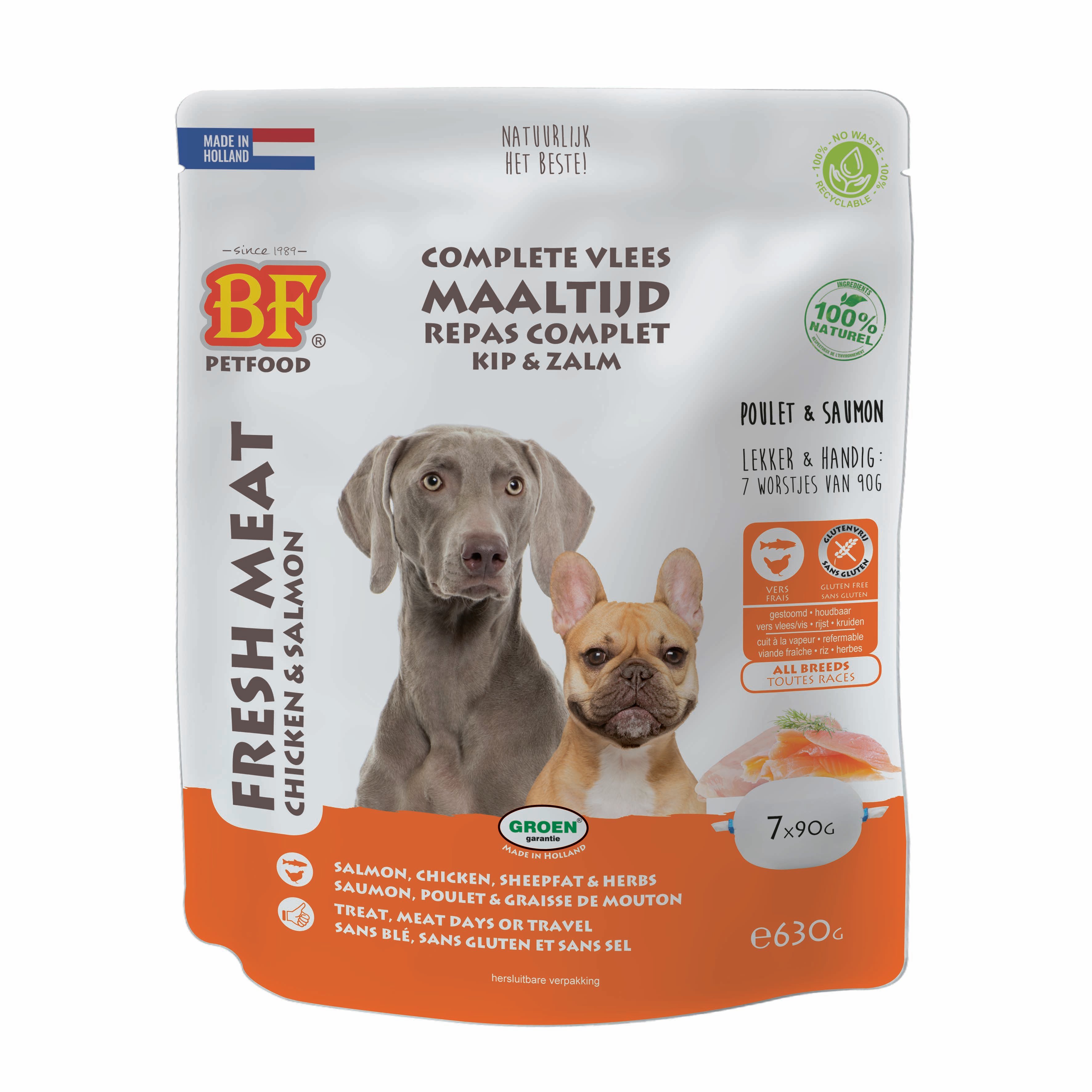 BF Petfood Vleesvoeding - Hondenvoer - Zalm - 630 Gram - zalm