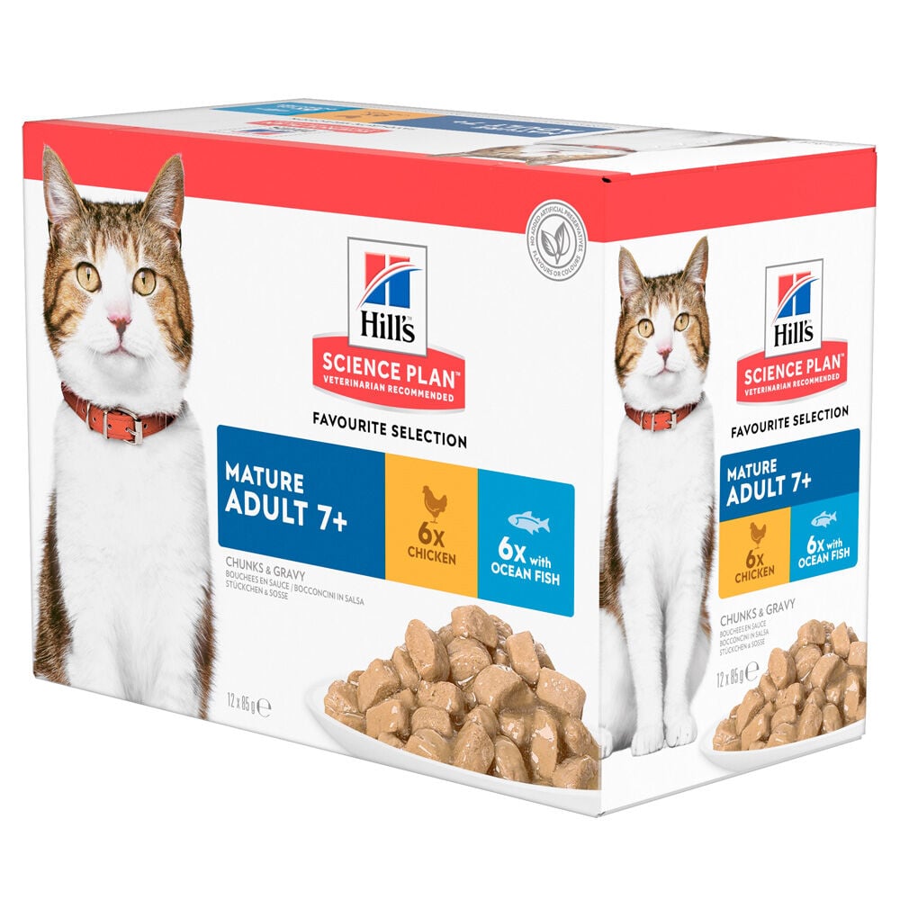 Hill's Science Plan Senior - Kattenvoer - 12x85 gram - 1020 Gram - vis, kip