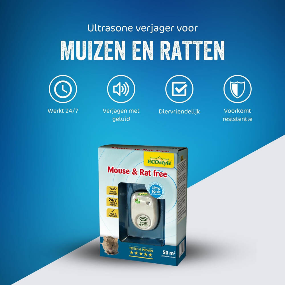 ECOstyle Mouse & Rat free 50 m² - Tegen muizen en ratten - 50 m2 - 50 m2