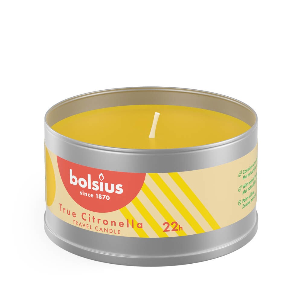 Bolsius True Citronella - Travel Candle - 5.1 cm - Geel - Citronella