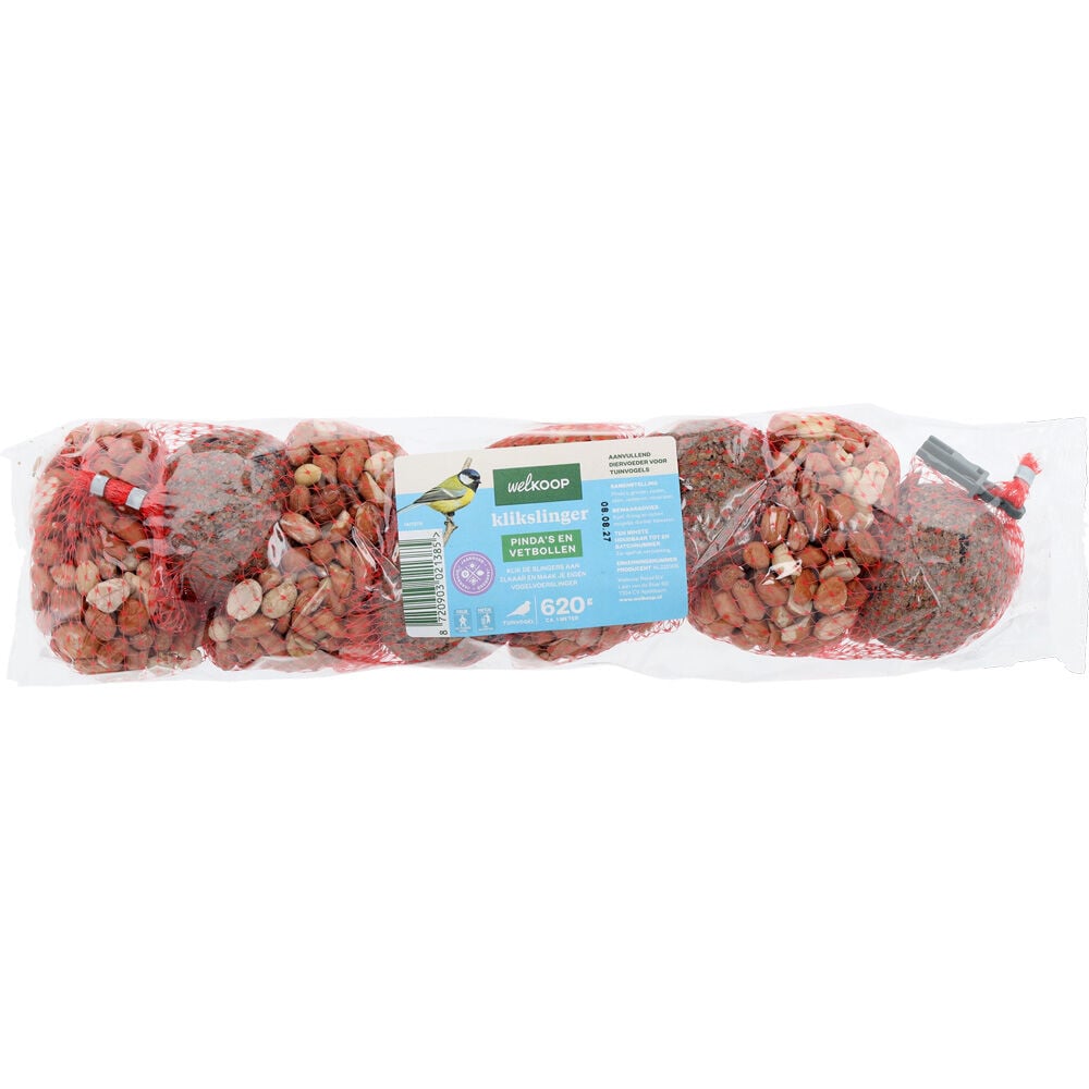 Welkoop - Klikslinger Pinda's en Vetbollen - Tuinvogelvoer - 620 Gram