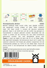 Oranjeband zaden Wortelpeterselie Berliner - Groentezaden
