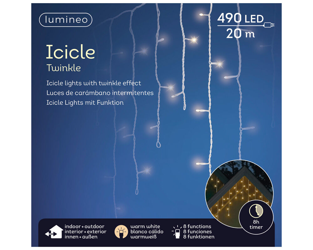 Lumineo Icicle Twinkelend - IJspegelverlichting - 490 - Warm wit - 2000 cm Lumineo Icicle Twinkelend - IJspegelverlichting - 490 - Warm wit - 2000 cm