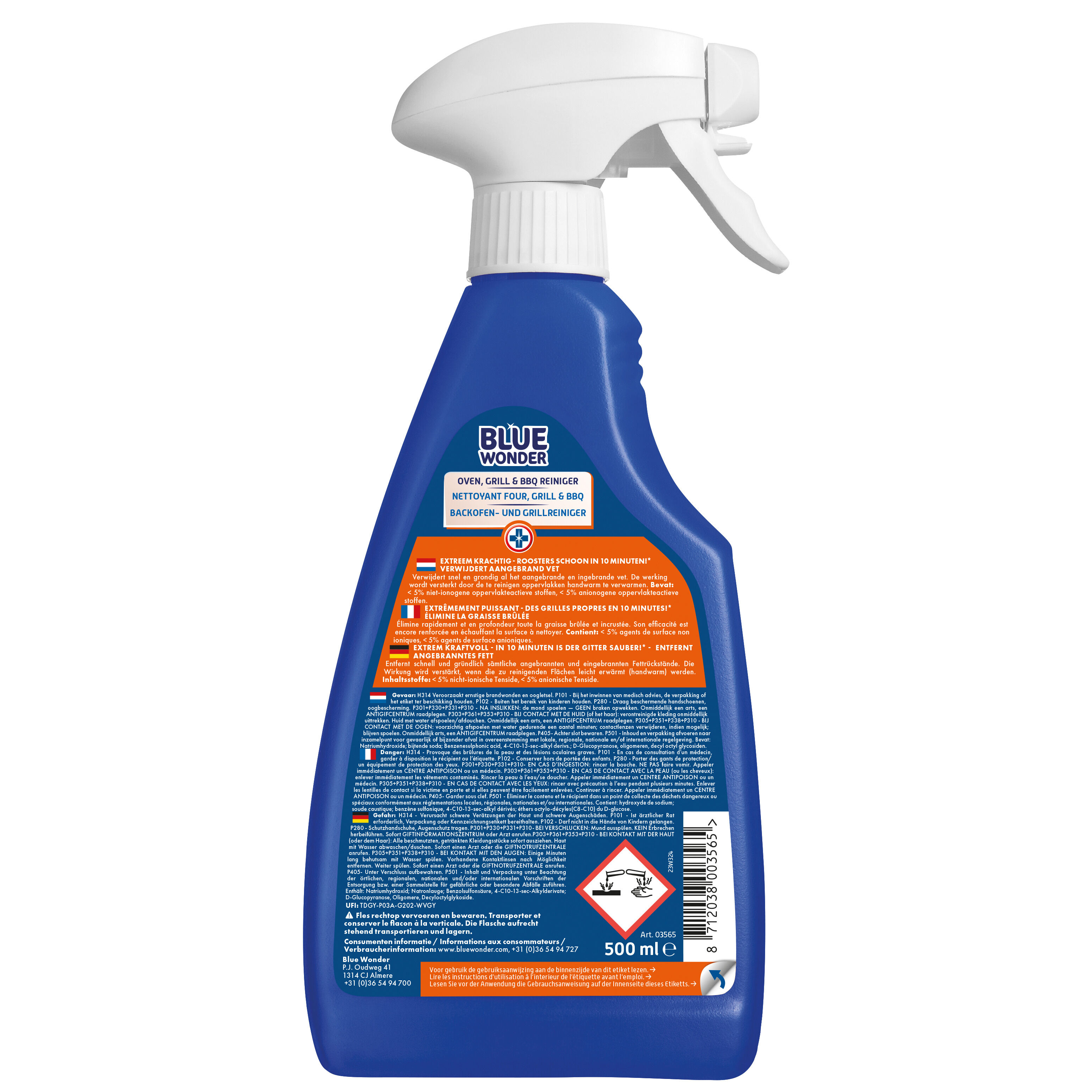 Blue Wonder Oven, grill en bbq reinigner - Reinigingsmiddel - 500 Milliliter - 10.4 cm