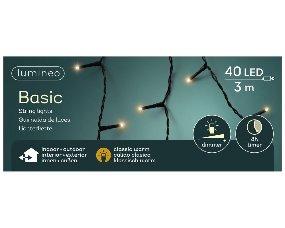 Lumineo Basic - Kerstboomverlichting - 40 - Klassiek warm wit - 300 cm Lumineo Basic - Kerstboomverlichting - 40 - Klassiek warm wit - 300 cm