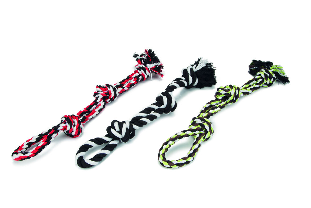 Beeztees Flostouw Bino 3 knopen - Hondenspeelgoed - 1 stuk - assorti - 67x12x7 cm