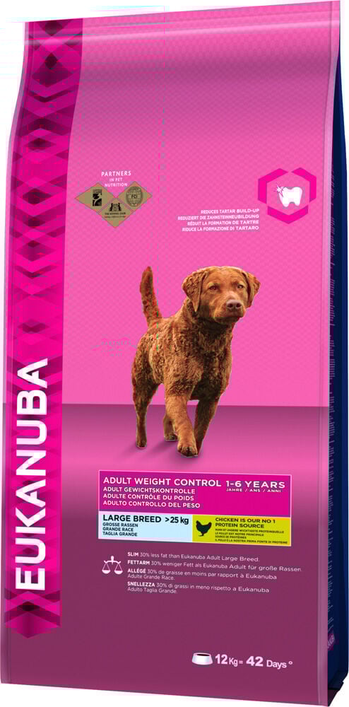 Eukanuba Adult Weight Control Large Breed - Hondenvoer - 12 Kilogram - kip