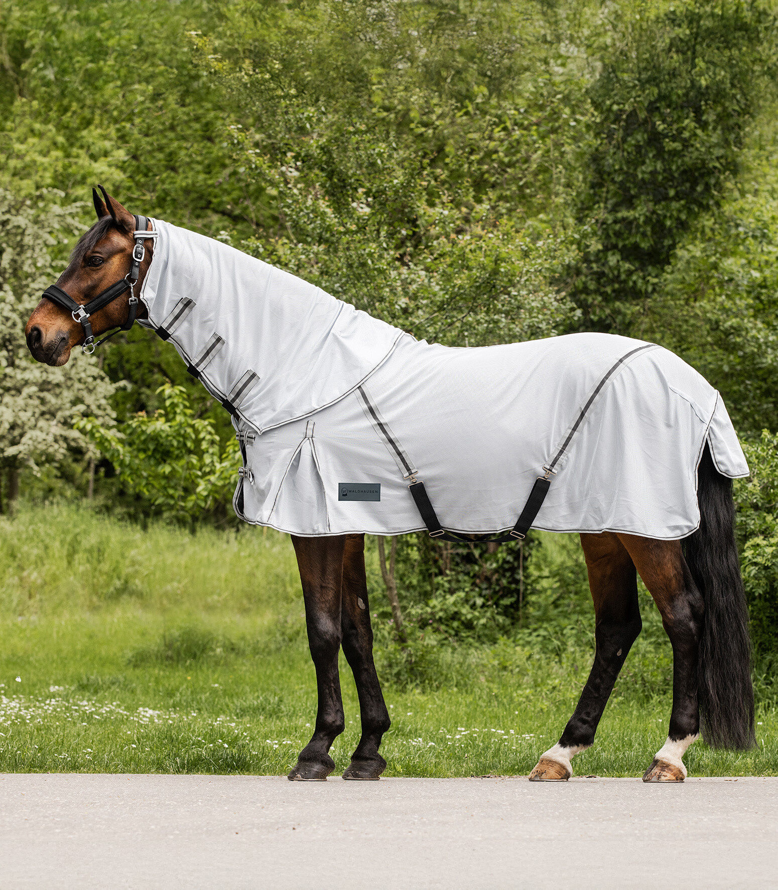 Waldhausen Protect - Vliegendeken Paard - Met Hals - Zilver - 125/175 Waldhausen Protect - Vliegendeken Paard - Met Hals - Zilver - 125/175