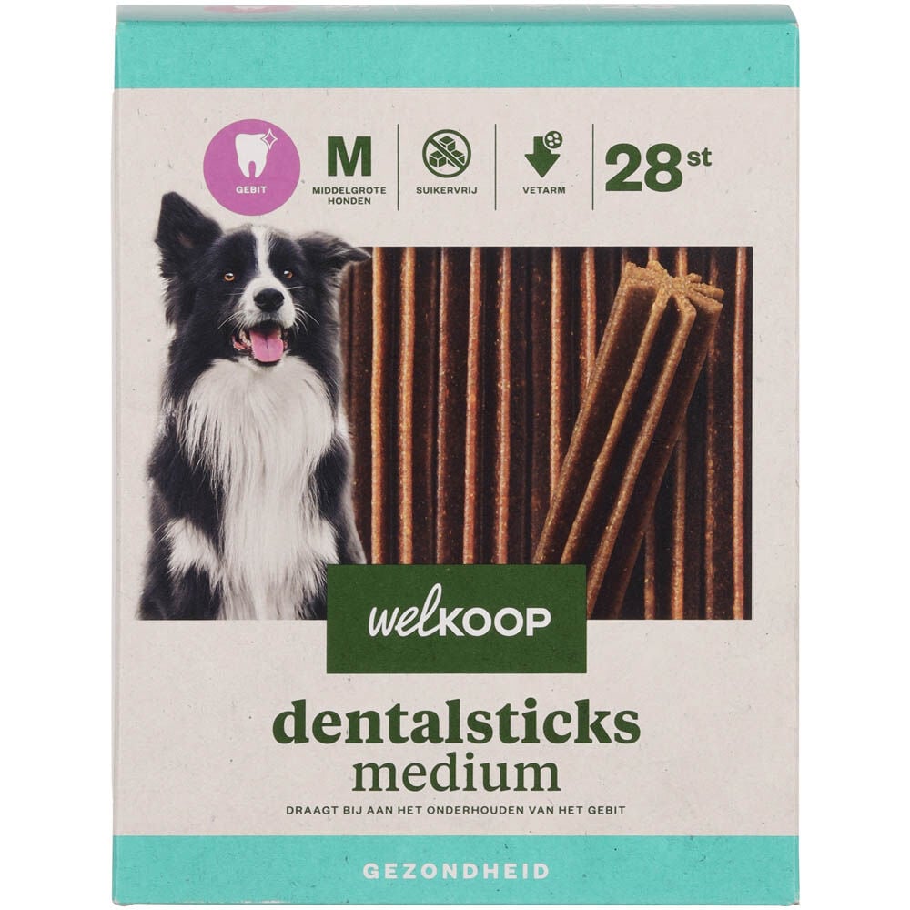 Welkoop - Dentalsticks Medium - 28 Stuks - kip - M Welkoop - Dentalsticks Medium - 28 Stuks - kip - M