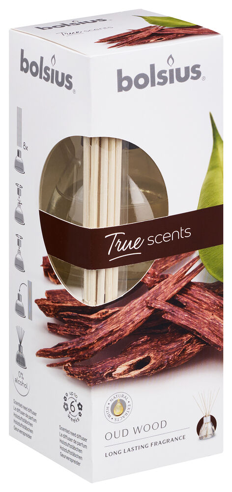 Bolsius True scents - Geurstokjes - 17.5 cm - Bruin, Hout - Oud wood