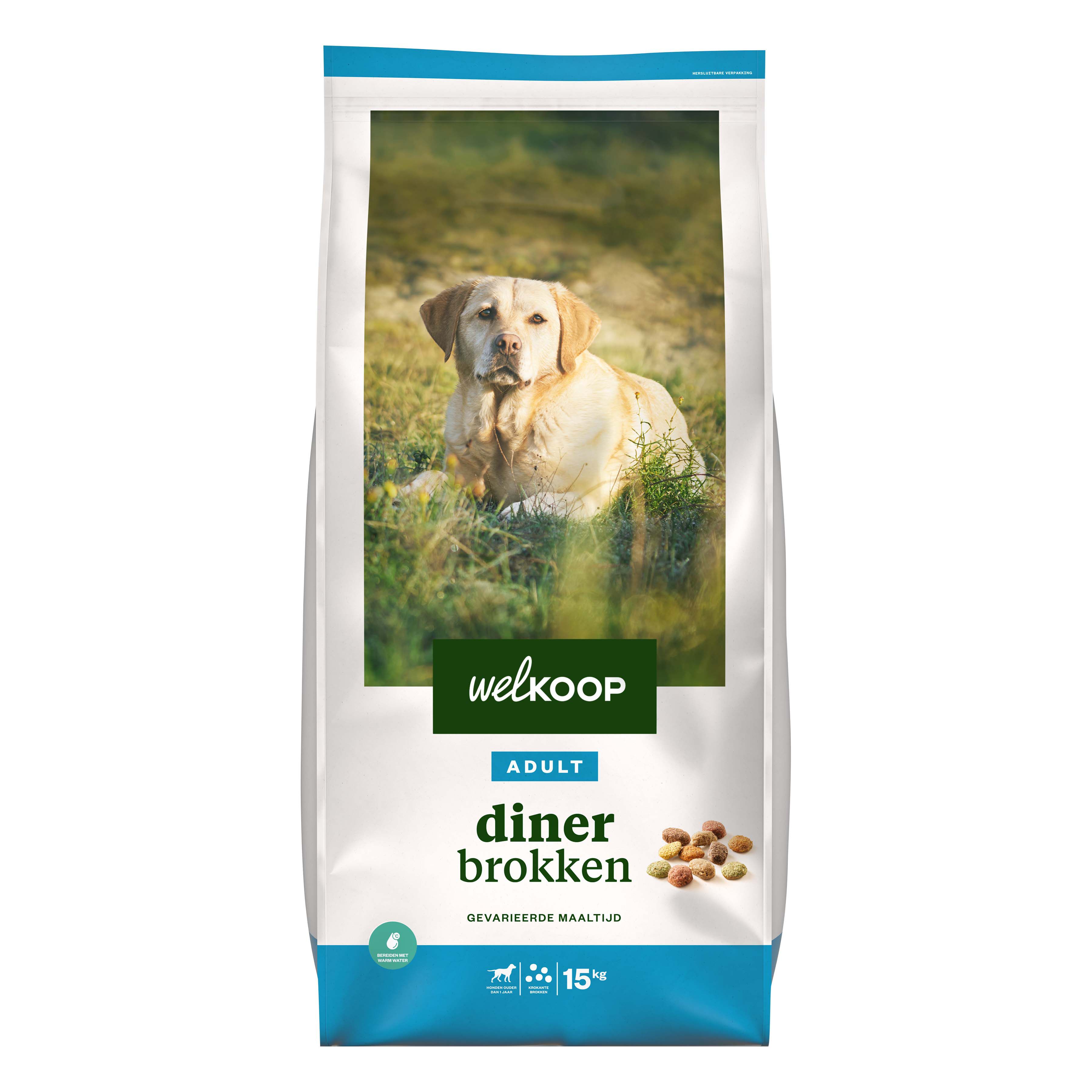 Welkoop Adult Diner brokken - Hondenvoer - 15 Kilogram - rund, gevogelte Welkoop Adult Diner brokken - Hondenvoer - 15 Kilogram - rund, gevogelte
