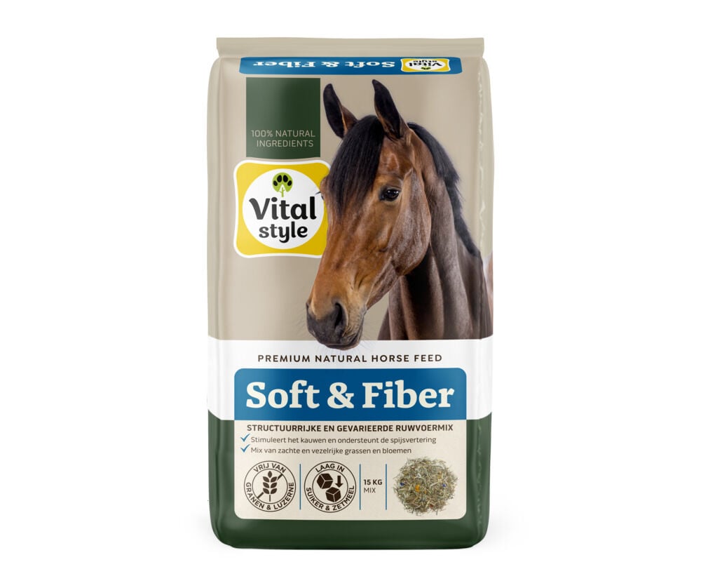 Vitalstyle Soft & Fiber Ruwvoermix - Paardenvoer - 15 Kilogram - Zak