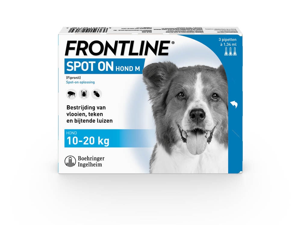 Frontline Spot On M - Teken en vlooienpipet - 3 pipetten - 3 Stuks - M Frontline Spot On M - Teken en vlooienpipet - 3 pipetten - 3 Stuks - M
