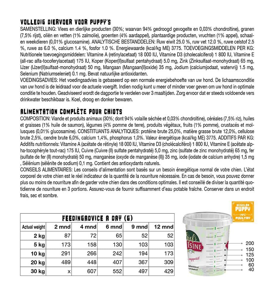 Sjef's Cuisine Regular Puppy - Hondenvoer - 3 Kilogram - gevogelte