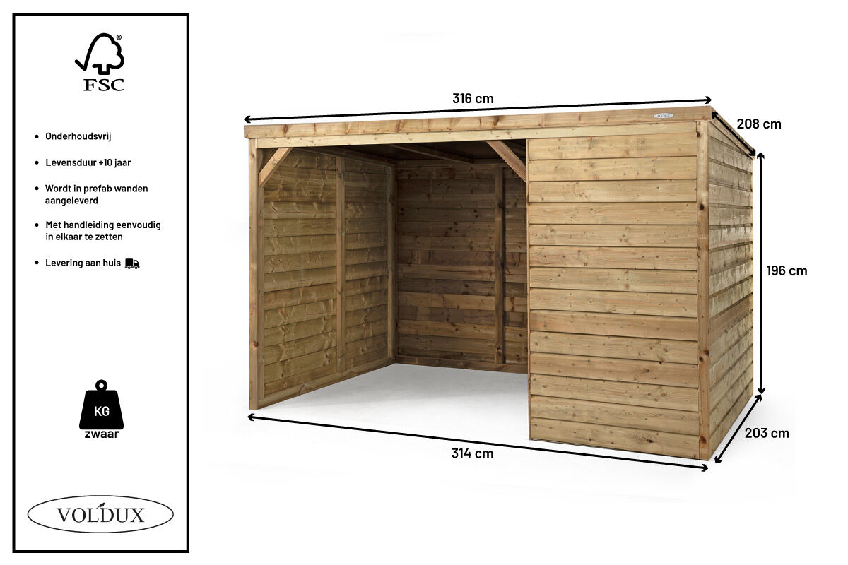 Voldux Herfst - Schuilstal -316x208x196 cm