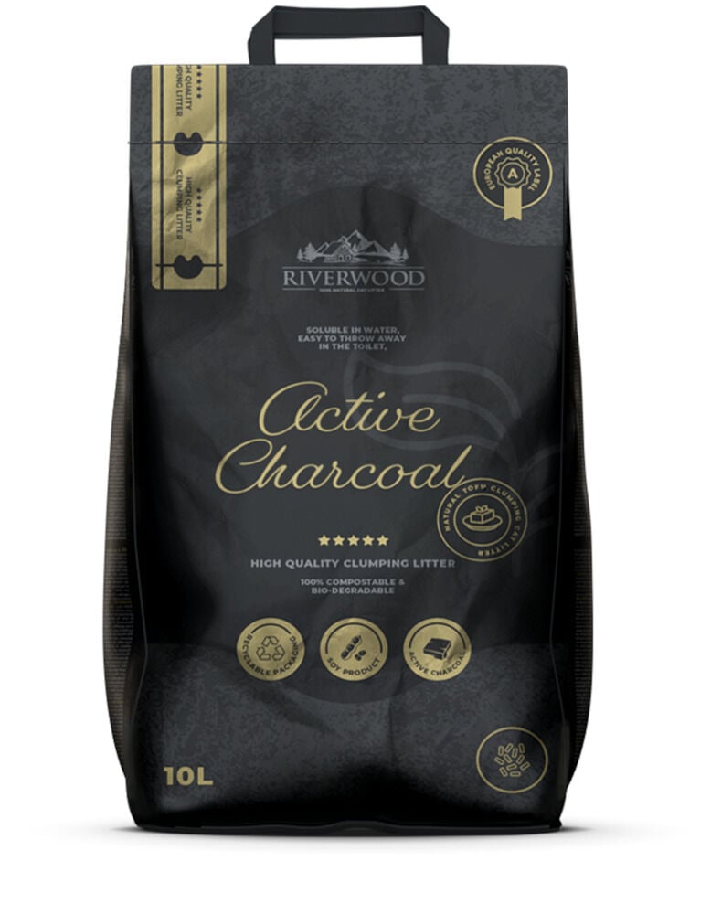 Riverwood Active Charcoal - Kattenbakvulling - Fijn - 10 Liter - Reukloos Riverwood Active Charcoal - Kattenbakvulling - Fijn - 10 Liter - Reukloos