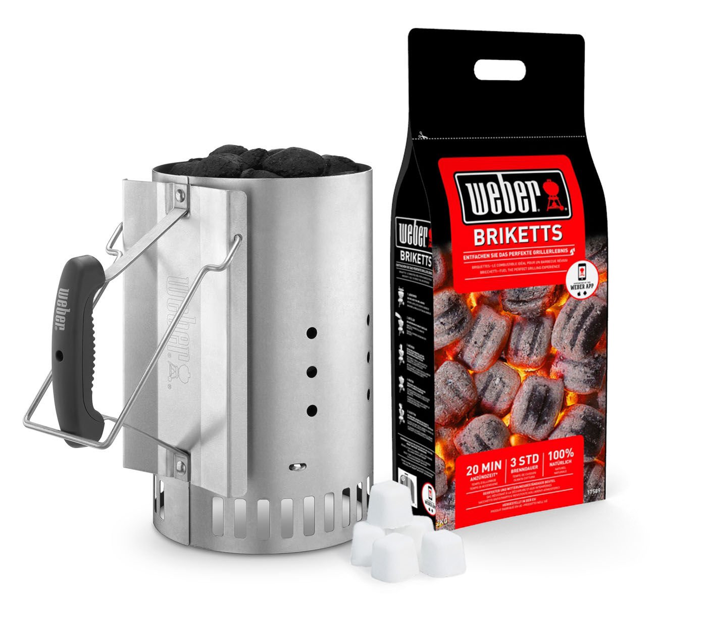 Weber Briketten Starters Accessoires voor Houtskoolbarbecues - BBQ brandstoffen - rvs