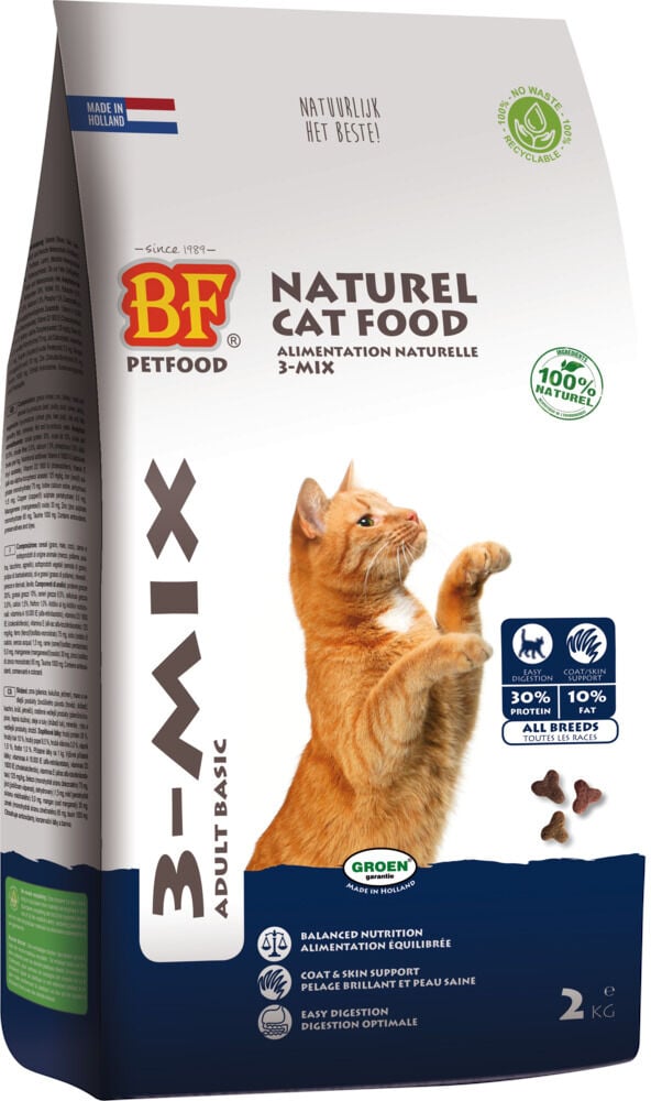 BF Petfood 3-Mix Adult Basic - Kattenvoer - 2 Kilogram - gevogelte, rund BF Petfood 3-Mix Adult Basic - Kattenvoer - 2 Kilogram - gevogelte, rund