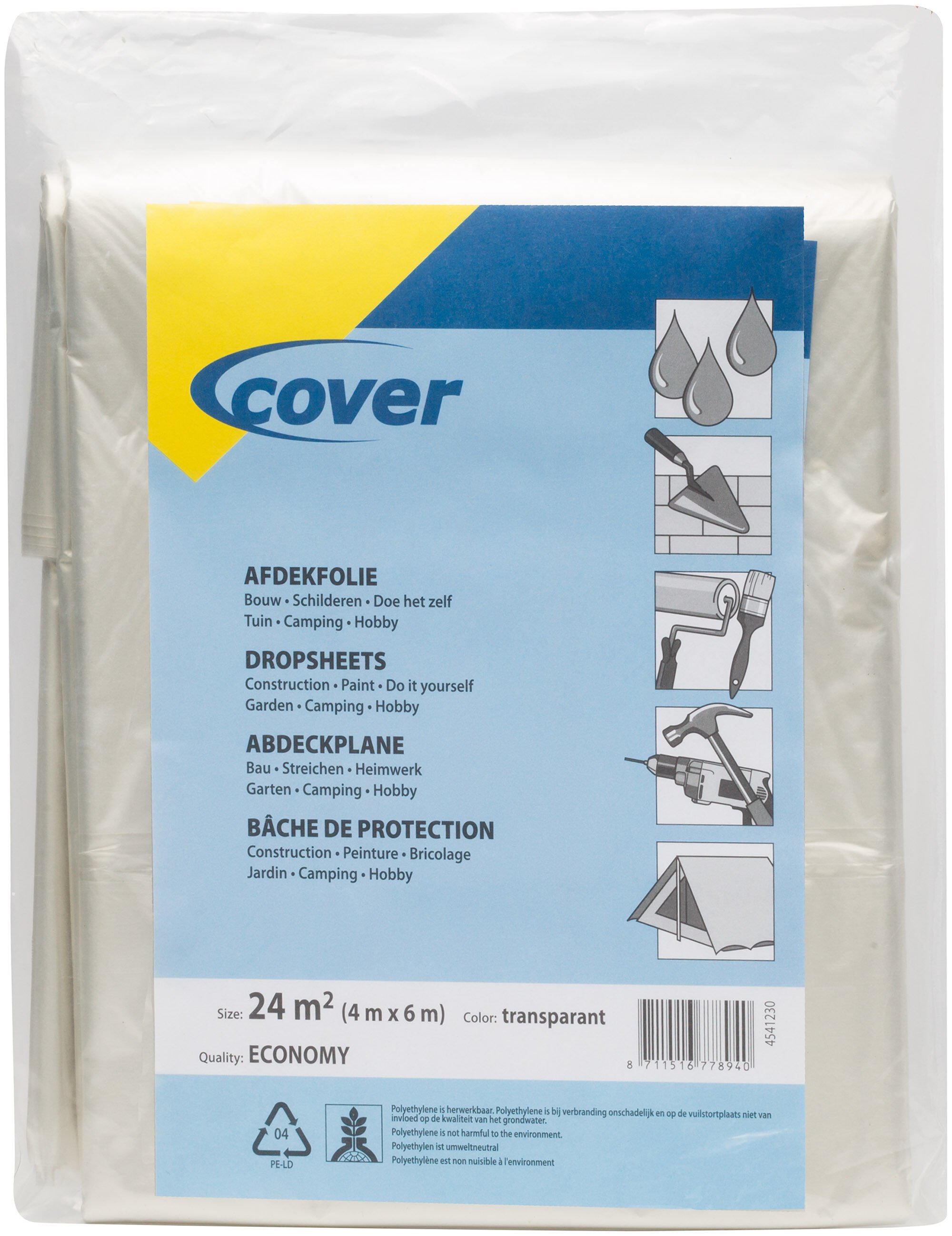 Cover 40 mu Transparant - Afdekfolie - 30x25x2 cm - Transparant