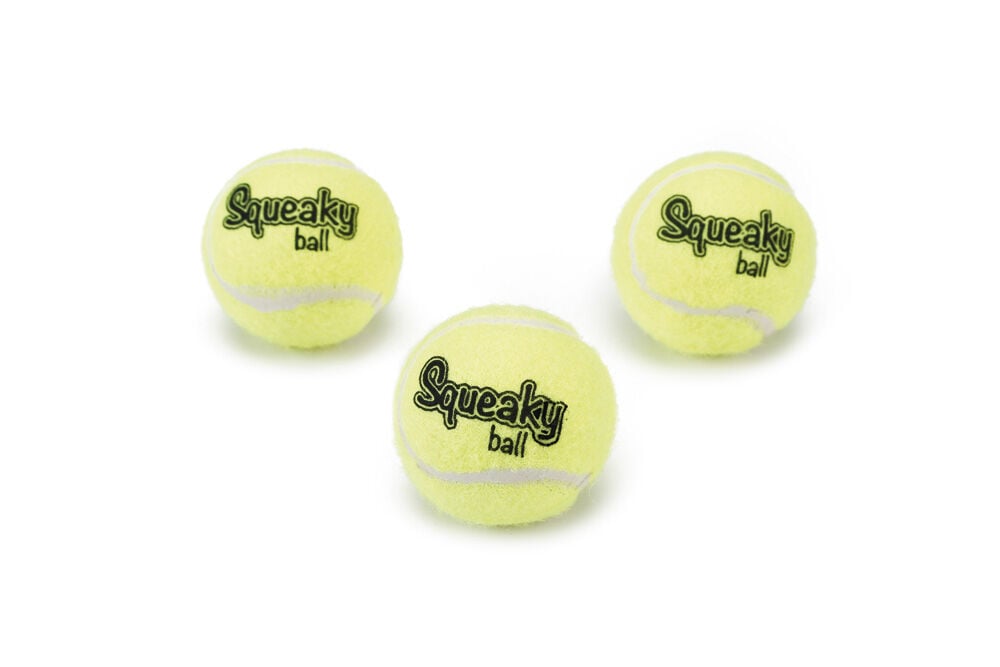 Beeztees Tennisbal met Pieper - Hondenspeelgoed - geel - 21x9.3x2 cm