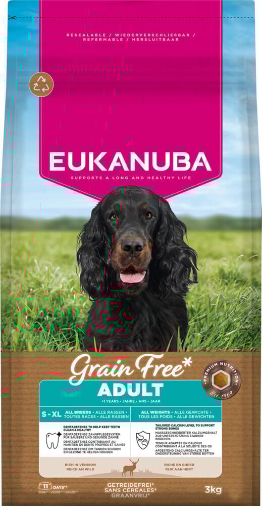 Eukanuba Graanvrij Adult - Hondenvoer - 3 Kilogram - Hert Eukanuba Graanvrij Adult - Hondenvoer - 3 Kilogram - Hert