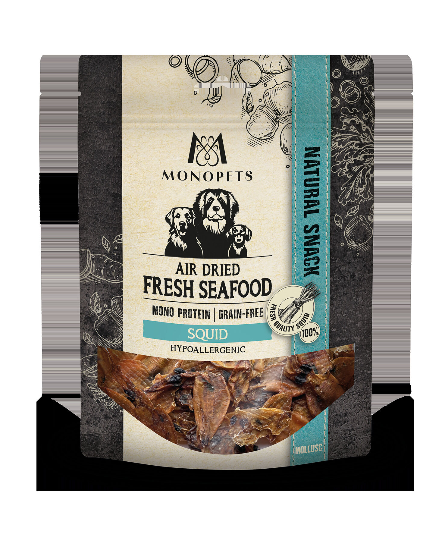 Monopets Fresh Fish air dried Seafood - Hondensnack - 70 Gram - Inktvis Monopets Fresh Fish air dried Seafood - Hondensnack - 70 Gram - Inktvis