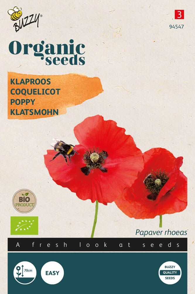 Organic Papaver Papaver rhoeas - Bloemzaden