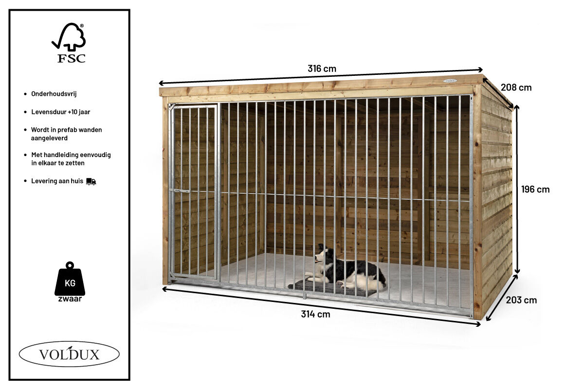 Voldux Beer - Hondenkennel - 196x208x316 cm