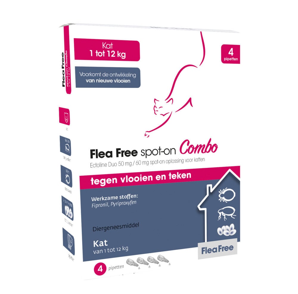 Flea Free Spot-On Combo Kat Pipetten - Vlooien- en tekenmiddel