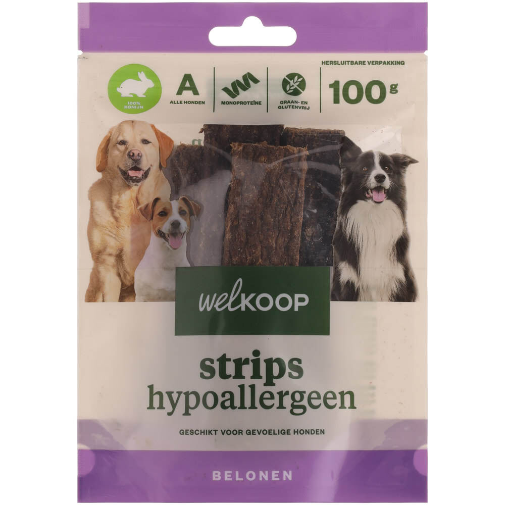 Welkoop - Strips Hypoallergeen - 100 Gram - konijn Welkoop - Strips Hypoallergeen - 100 Gram - konijn