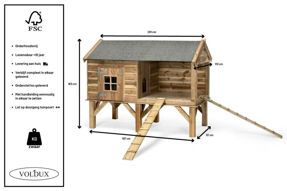 Voldux Dennis - Dierenverblijf - Naturel - 163x201x107 cm