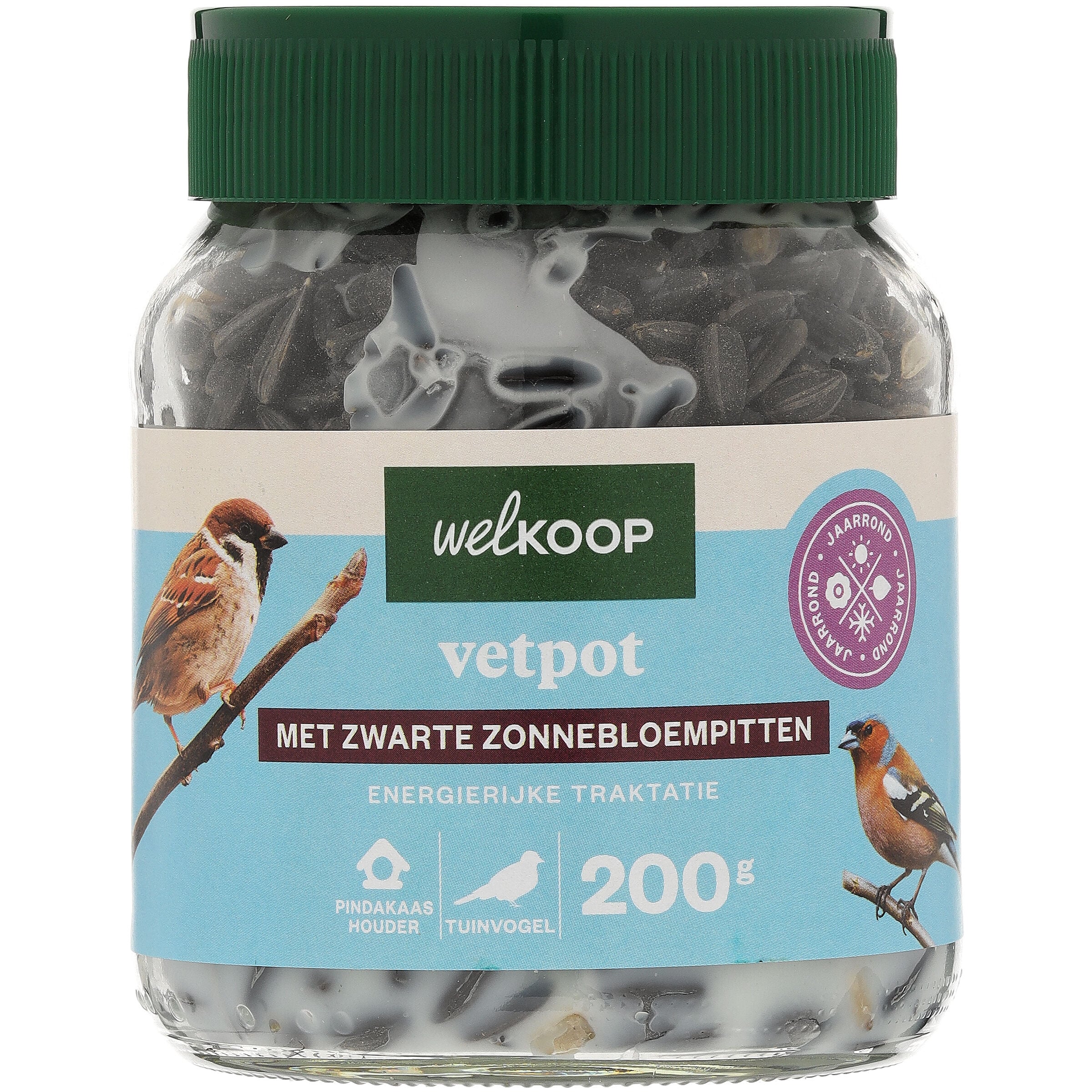 Welkoop - Vetpot met Zwarte Zonnebloempitten -Tuinvogelvoer Welkoop - Vetpot met Zwarte Zonnebloempitten -Tuinvogelvoer