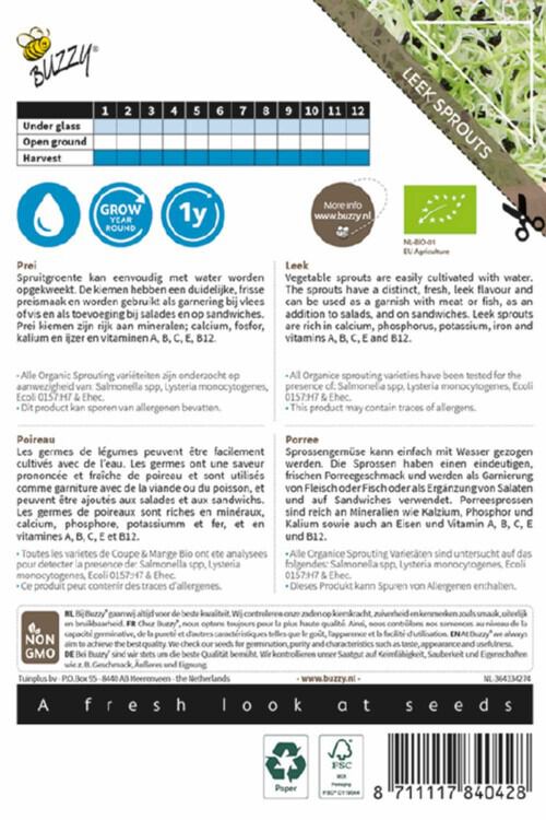 Buzzy® Organic Sprouting - Prei - 30 Gram