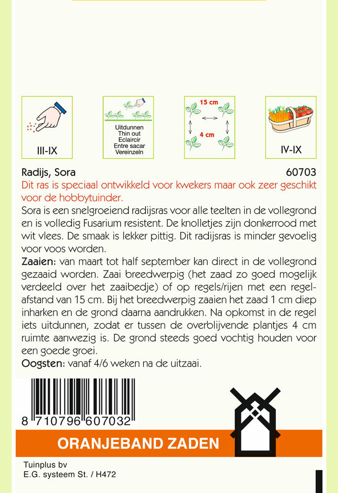 Oranjeband zaden Radijs Sora - Groentezaden