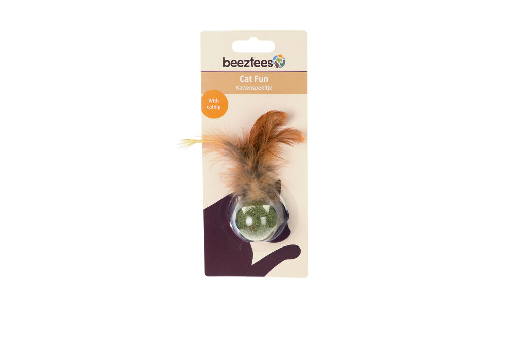 Beeztees Catnip Bal met veren - Kattenspeeltje